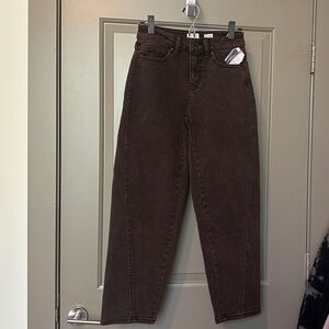 NWT Time and Tru Dark Brown High Rise Barrel Jeans